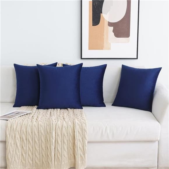Pack of 4Velvet Throw PillowCovers Decorative Soft CozySolid Luxury Cushion Case - Picture 4 of 7
